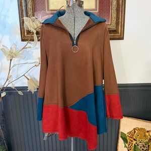 IC Collection Colorblocked Asymmetrical Quarter Zip Jacket ~ Size L 💛🍄